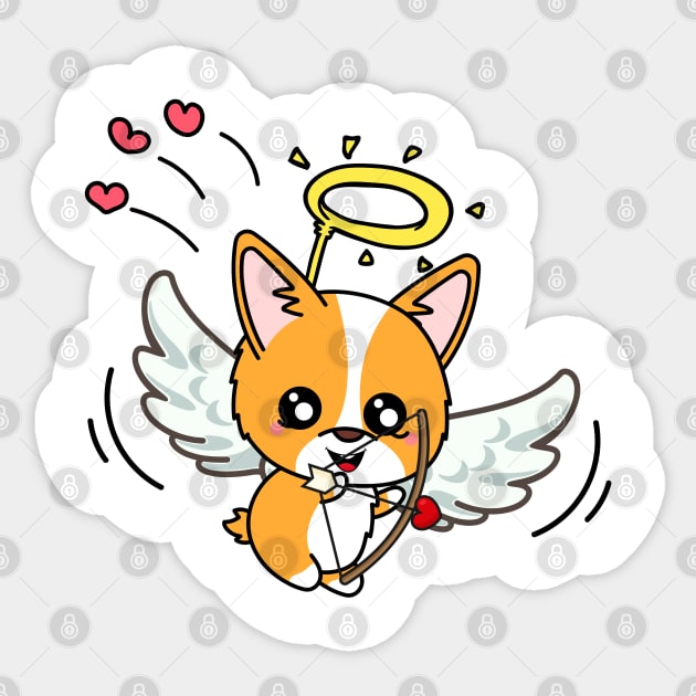 Cupid Corgi Shooting Love Arrows on valentine's day Sticker by Pet Station